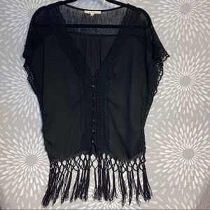 Miami Black Blouse with Fringe